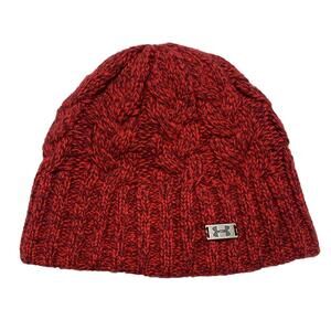 Under Armour Cable Knit Beanie Fleece Lined Red